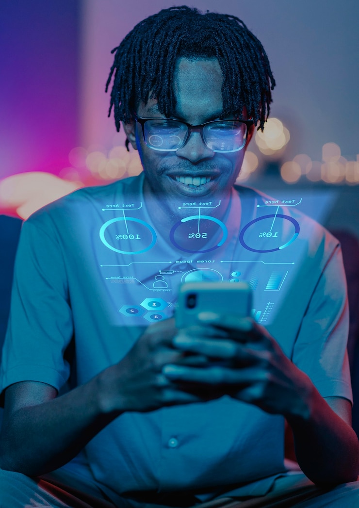 Foto persona che utilizza un dispositivo di realtà aumentata