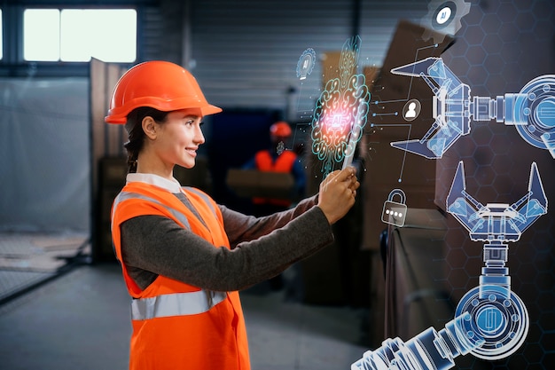 Persona che utilizza uno strumento sul posto di lavoro