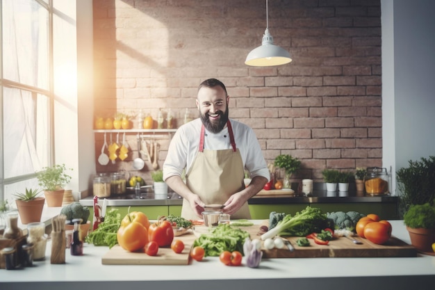 Persona chef cucina lavoro di cucina d'albergo Generare Ai