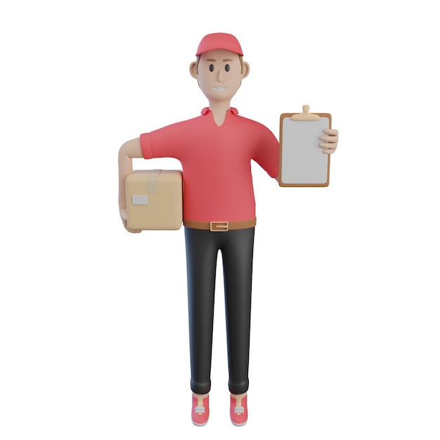 Persona di consegna con l'illustrazione 3D del carico