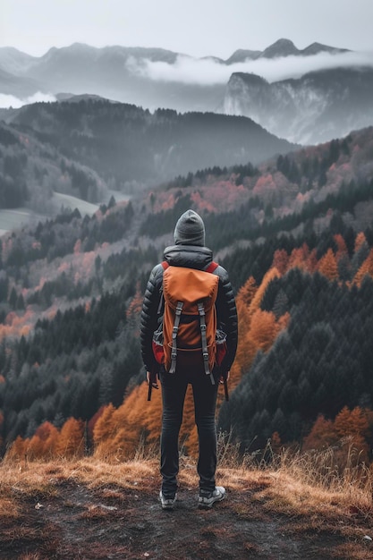 persona immagine sulla montagna con uno zaino