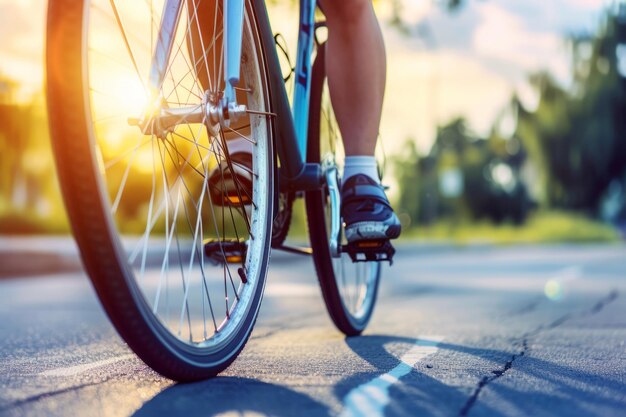 Persona in bicicletta lungo una strada