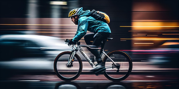 Persona in sella a una bicicletta IA generativa