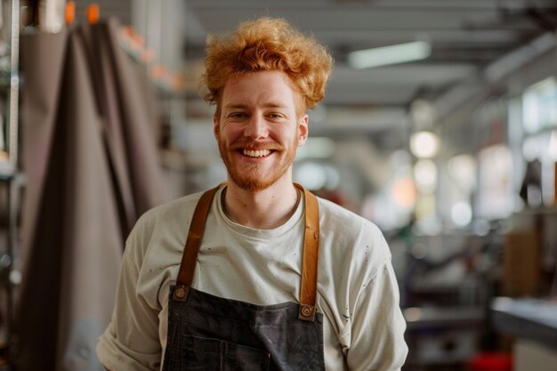 Persona sorridente giovane in piedi insieme ritratto del personale all'interno del lavoro moderno sorridendo alla telecamera