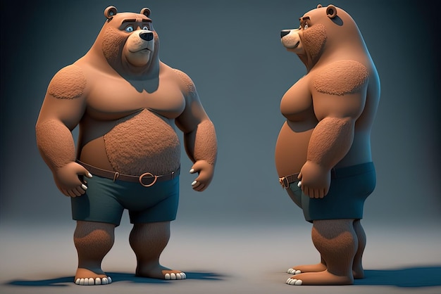 Personaggi d'orso posabili per cartoni animati