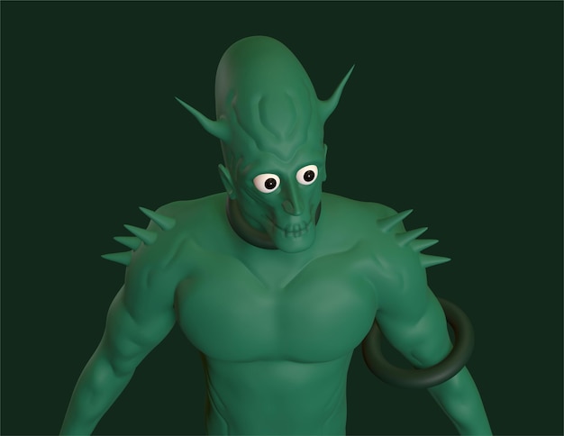 personaggio 3d del folletto verde per il design 3d del personaggio spaventoso di halloween