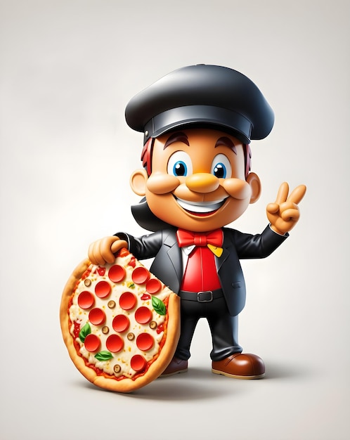 personaggio 3d del pizzaiolo