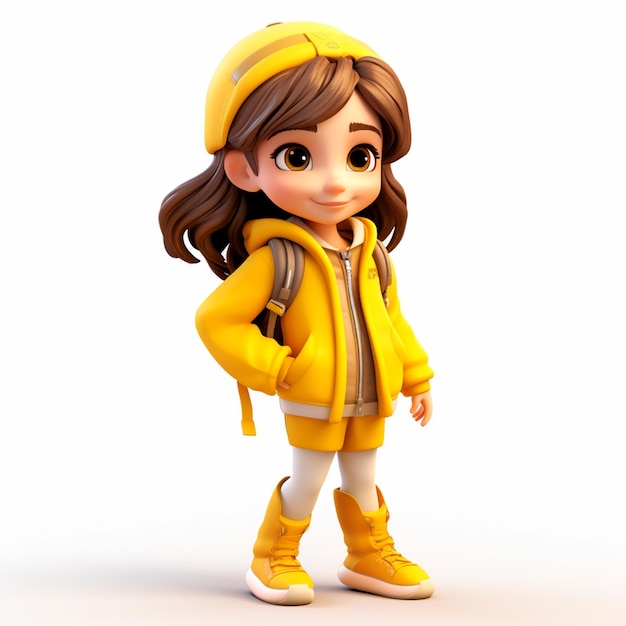 Personaggio 3d di una bella ragazza per la campagna gialla di settembre