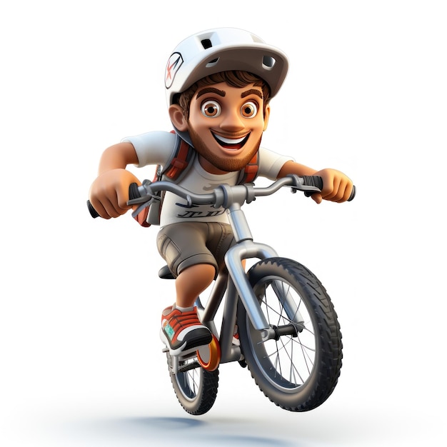 Personaggio 3D in bicicletta felice