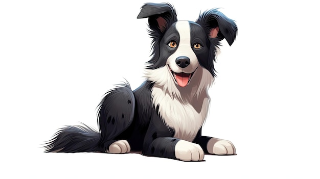 Personaggio animato di Border Collie in colori vivaci