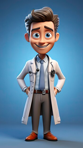 Personaggio animato di un dottore in camico da laboratorio
