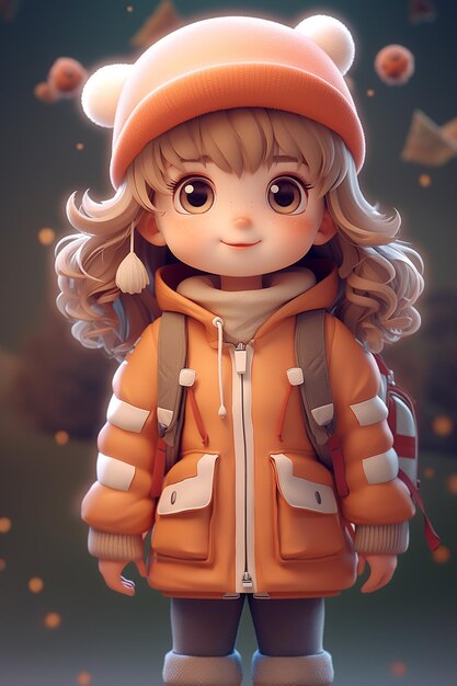 personaggio anime di una ragazza con un cappotto invernale e un cappello ai creativi