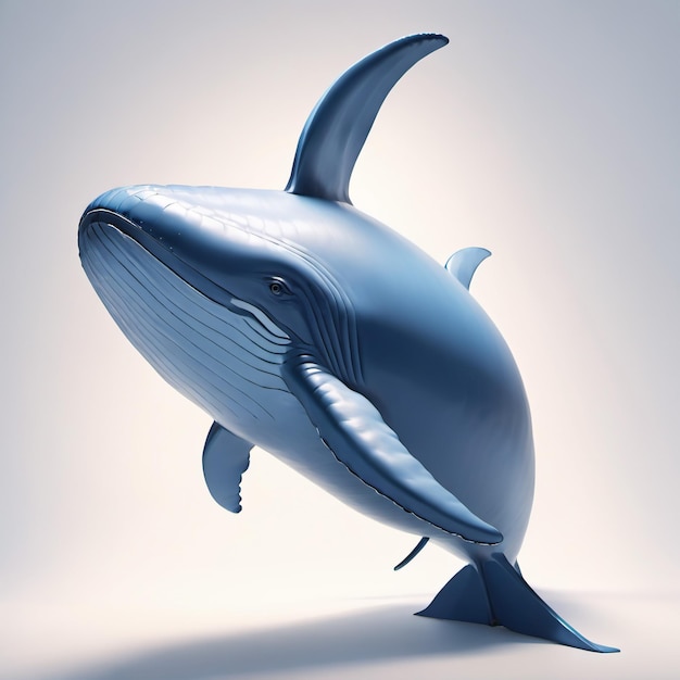 Personaggio antropomorfo di balena blu isolato sullo sfondo
