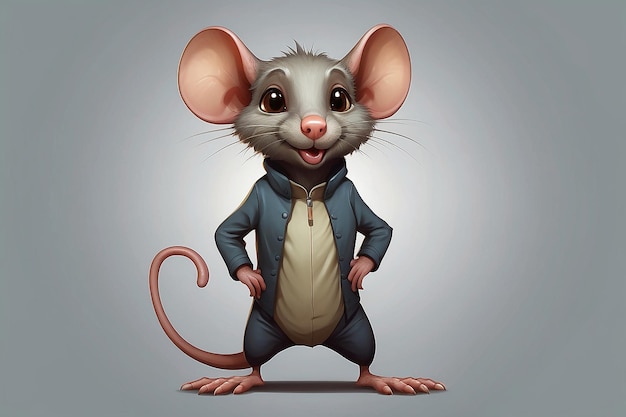 Personaggio antropomorfo di ratto isolato sullo sfondo