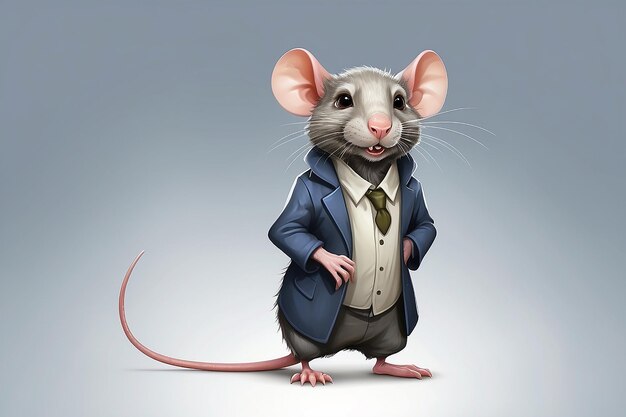 Personaggio antropomorfo di ratto isolato sullo sfondo
