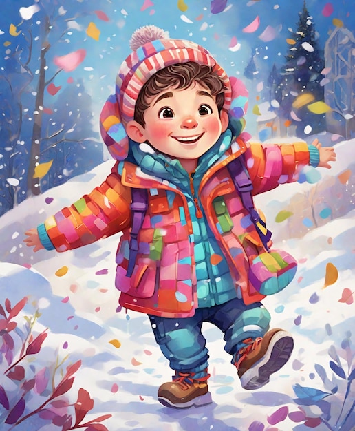 Personaggio bambino nella neve