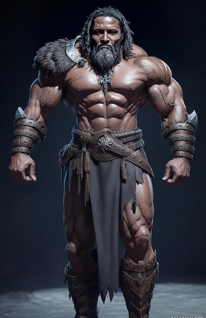 Personaggio biblico di Golia come un barbaro dalle segrete uomo alto e muscoloso