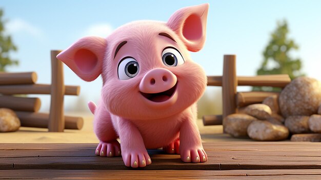 Personaggio caricaturale di maiale carino 3D