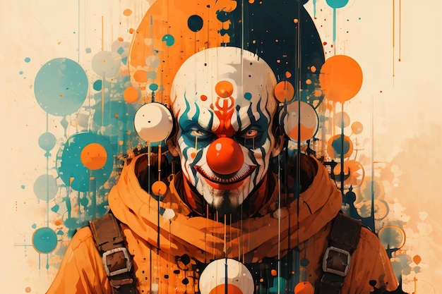 Personaggio da clown a fumetti personaggio a fumetti espressione di trucco esagerata illustrazione di anime di cartoni animati