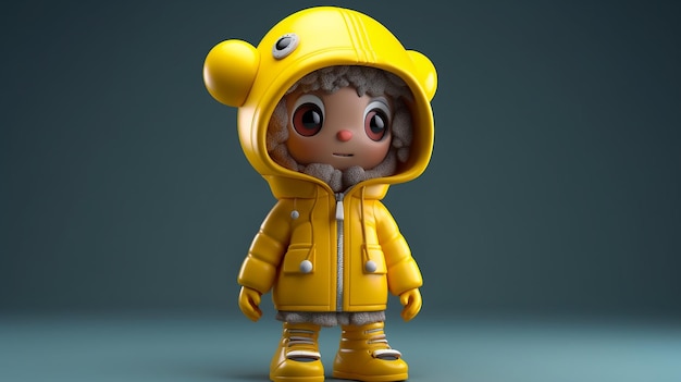 personaggio dei cartoni animati 3d con giacca gialla illustrazione 3d realizzata dall'IA generativa