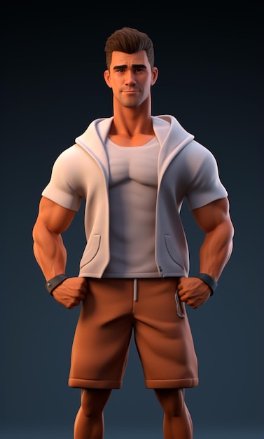 Personaggio dei cartoni animati 3D del personal trainer