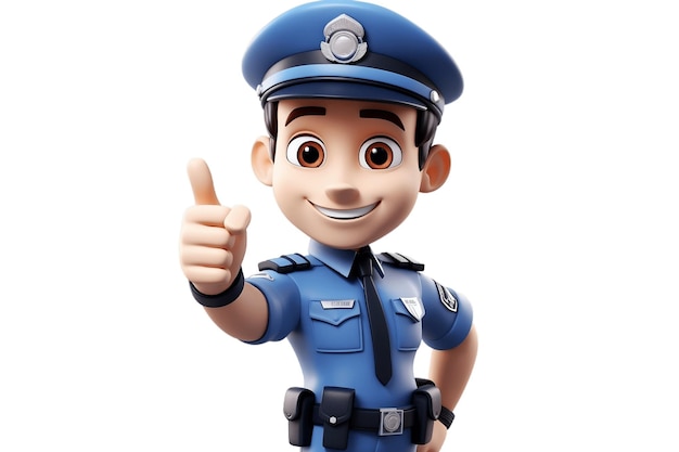 Personaggio dei cartoni animati 3D dell'ufficiale di polizia leale su sfondo trasparente AI