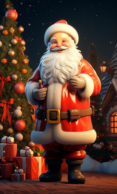 Personaggio dei cartoni animati 3D di Babbo Natale