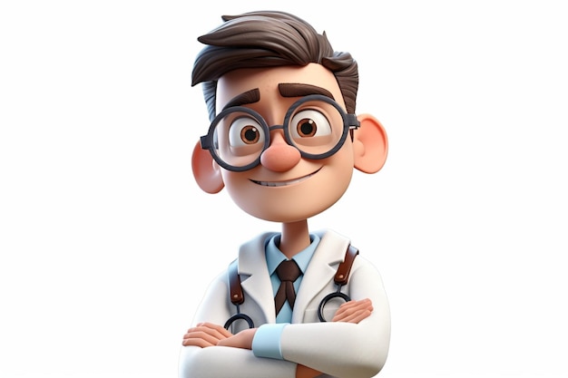 personaggio dei cartoni animati 3d di un medico
