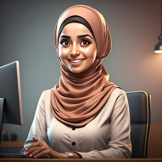 personaggio dei cartoni animati 3d musulmano per l'animazione