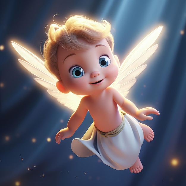 Personaggio dei cartoni animati angelo neonato con ali religione banner sfondo