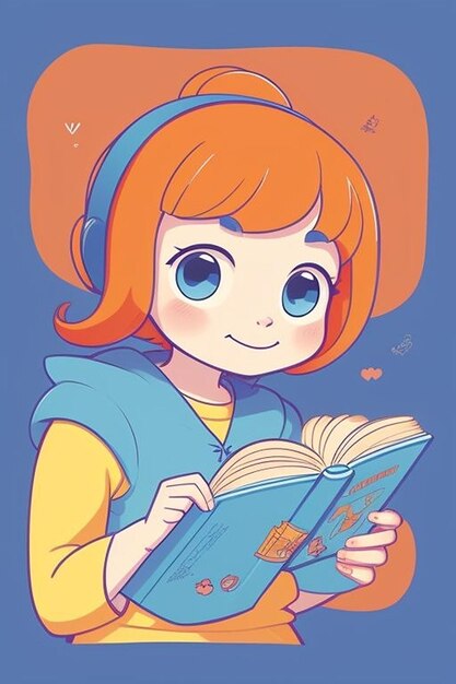 Personaggio dei cartoni animati che legge il libro Giornata mondiale del libro