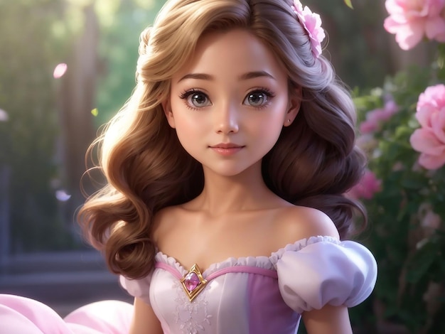 Personaggio dei cartoni animati della bella principessa ragazza carina