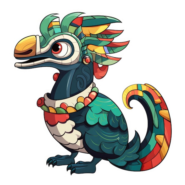 Personaggio dei cartoni animati della mitologia azteca di Quetzalcoatl IA generativa