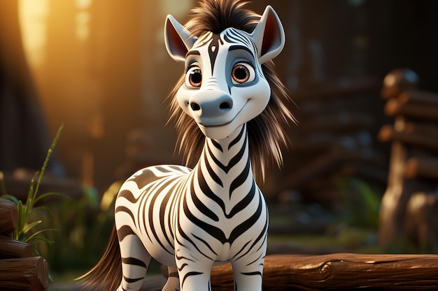 Personaggio dei cartoni animati della zebra 3D