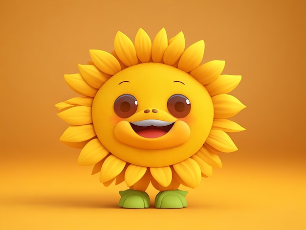 Personaggio dei cartoni animati di fiori 3D carino generato da AI