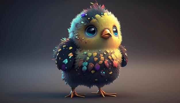 Personaggio dei cartoni animati di pollo bambino. AI generativo