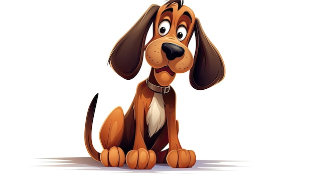 Personaggio dei cartoni animati giocoso di Bloodhound su bianco