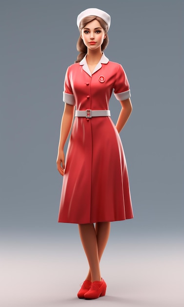 Personaggio dei cartoni animati infermiera 3D