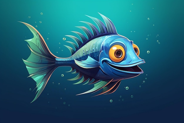 Personaggio del gioco di pesce vela Occhi più grandi Cartoon Cute Fun