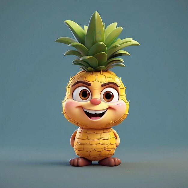 Personaggio di ananas in cartone animato 3D