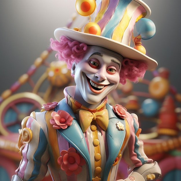 Personaggio di carnevale divertente renderizzato in 3D