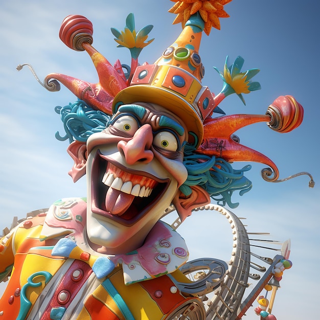 Personaggio di carnevale divertente renderizzato in 3D