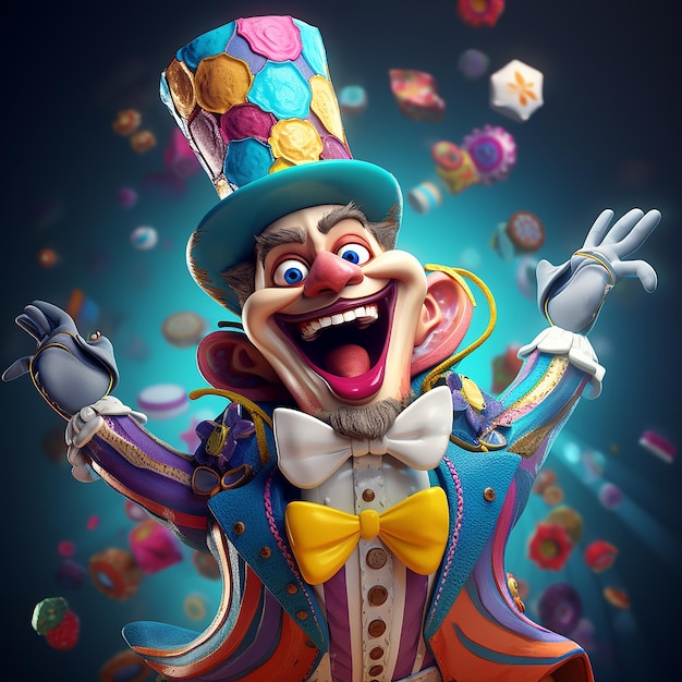 Personaggio di carnevale divertente renderizzato in 3D