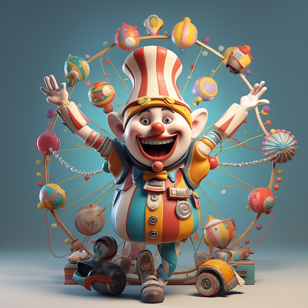 Personaggio di carnevale divertente renderizzato in 3D