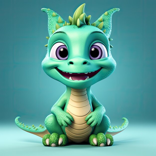 Personaggio di cartone animato 3D Cute Happy Baby Dragon