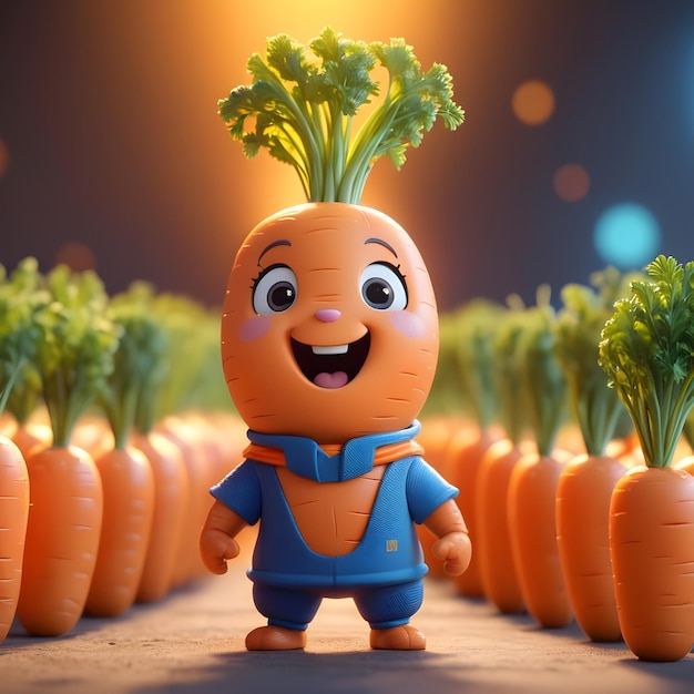 Personaggio di cartone animato a carota 3D