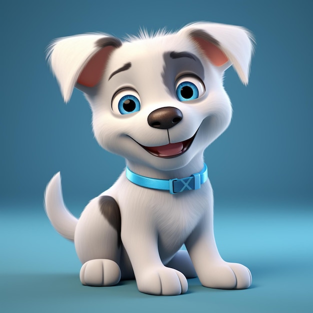 Personaggio di cartone animato renderizzato in 3D di un cane carino