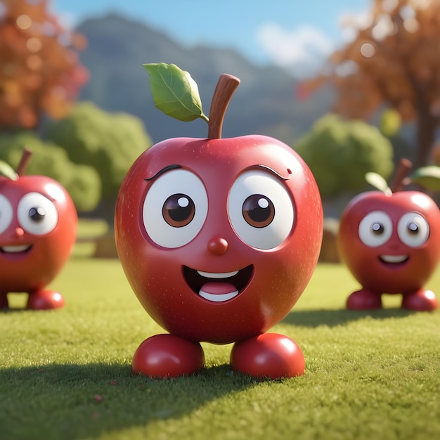 Personaggio di cartoni animati in mela 3D