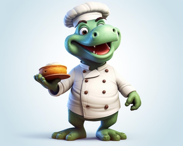 Personaggio di gioco di cartoni animati 3D alligatore cheft coccodrillo