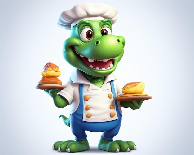 Personaggio di gioco di cartoni animati 3D alligatore cheft coccodrillo